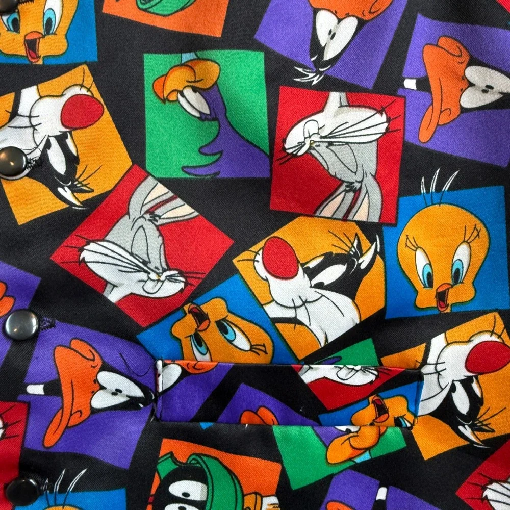 Vintage 1994 Looney Tunes Mania Character Print Vest Bugs Bunny Tweety S/M